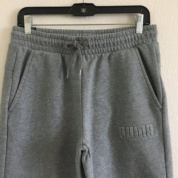 Puma Mens Medium Gray Jogger Drawstring Elastic Waist Inseam 28" 100% Cotton - Picture 2 of 12